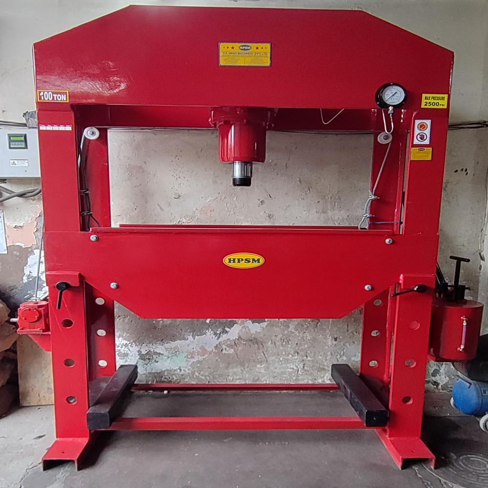 Hydraulic Press Machine - Electric Power Source, Semi Automatic Operation, Red Painted Finish | Industrial Usage, Warranty Included