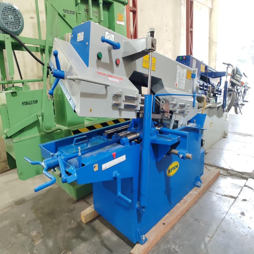Band Saw Machine - Metal, 200mm Cutting Capacity, Black And Grey Color | Semi-automatic, Hydraulic Power Source, Painted Surface Treatment, Industrial Application, Warranty Included