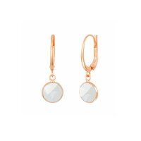 Blue Lace Agate Gemstone 10mm Round Shape Bezel Set Gold Vermeil Hoop Earrings