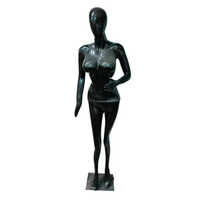Female Fiberglass Standing Mannequin - Medium Size, Black Color | Full Body Design For Adult Women