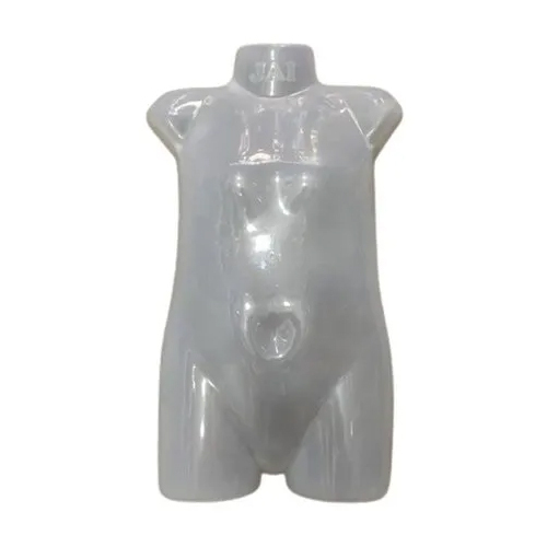 Torso Half Body Mannequin - Durable Plastic, Medium Size, Grey Color | Adjustable Metal Base, Ideal for Adult Clothing Display