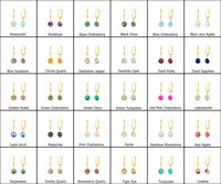 Dendrite Opal Gemstone 10mm Round Shape Bezel Set Gold Vermeil Hoop Earrings