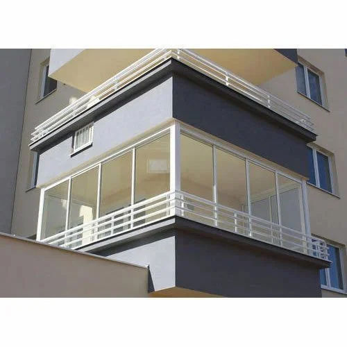 White Steel Glass Railing