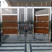 Stainless Steel Sliding Gate - Durable Metal Design,  Brown Finish | Eco-friendly, Easy To Clean, Modern Indoor Furniture Solution