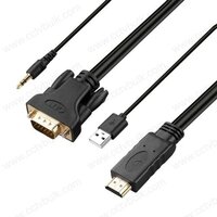 Hdmi To Vga Audio Convertor 1.8 Mtr 1y - Hdmi Type A Male Input, Hd15 Vga Male Output, 3.5mm Audio Jack, 1080p @ 60hz Resolution , Plug And Play Design