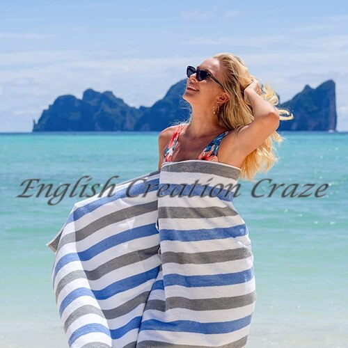 Cabana Towels - Color: White/Grey/Blue