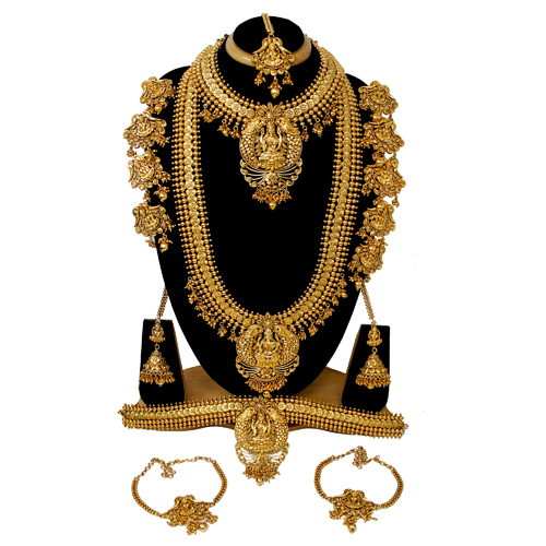 Bridal Necklace Set - Gold-Plated Luxury Jewelry Set with Pearls & Gemstones | Elegant Design for Wedding Occasions