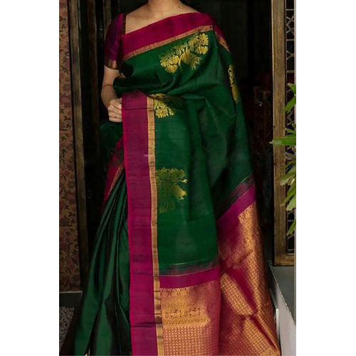 Green-Pink-Golden Ladies Designer Saree