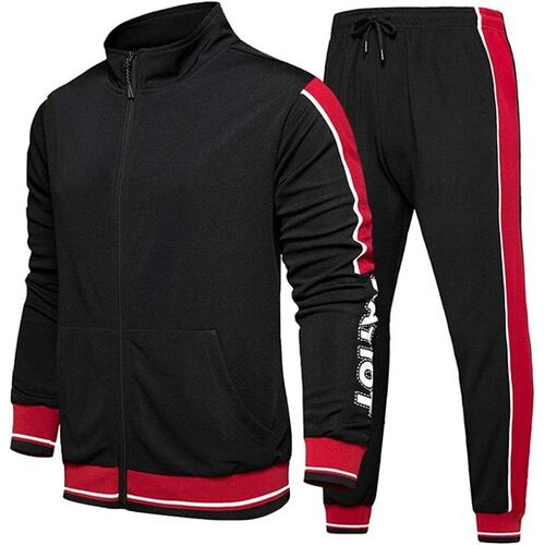 Black-Red Mens Cotton Full Sleeves Tracksuit