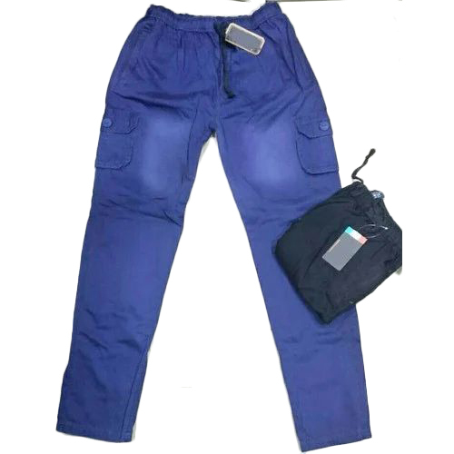 Mens Polyester Lowers - Blue Color, Washable Material | Plain Pattern for Male Comfort and Versatile Everyday Wear