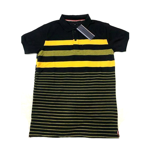 Mens Collar Striped Polo T Shirts - Cotton Blend, Multicolor Design | Short Sleeves, Adult Fit