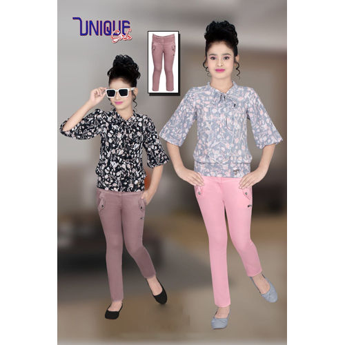 Different Available Girls Printed Top And Pant