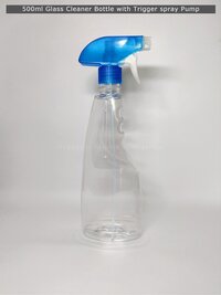 Glass Cleaner Spray Bottle - 500ml Clear Pet Plastic, Trigger Pump Or Standard Design For Industrial Use