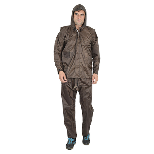 Mens Dark Brown Taping Rain Suit