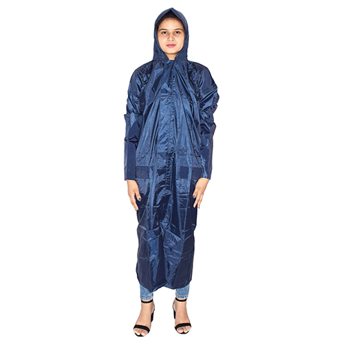 Different Available Ladies Blue Seashore Taping Long Rain Coat