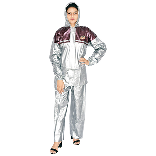 Ladies Silver Crown Button Rain Suit
