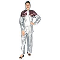 Ladies Silver Crown Button Rain Suit