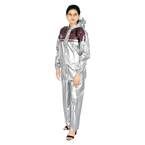 Ladies Silver Crown Button Rain Suit