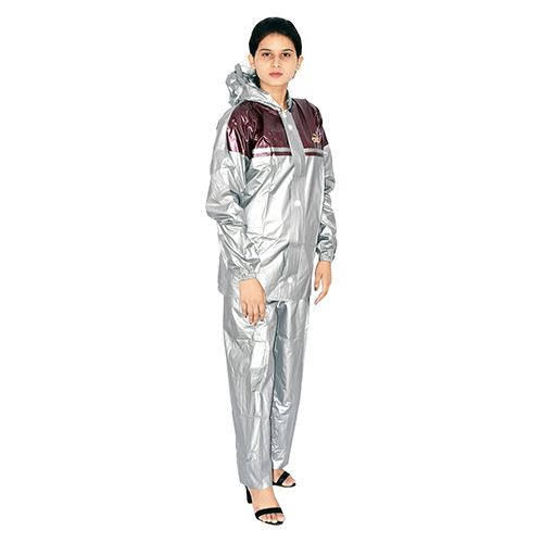 Ladies Silver Crown Button Rain Suit