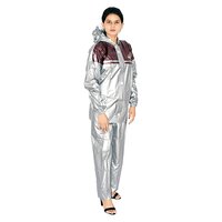 Ladies Silver Crown Button Rain Suit