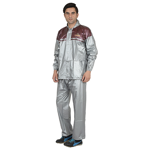 Mens Silver Crown Button Rain Suit