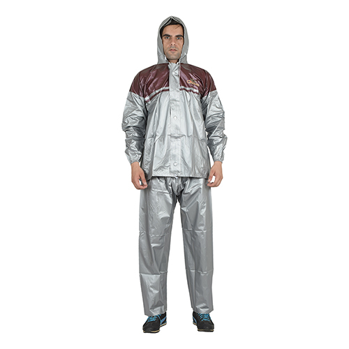 Mens Silver Crown Button Rain Suit
