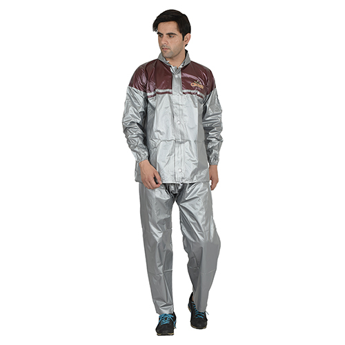 Mens Silver Crown Button Rain Suit