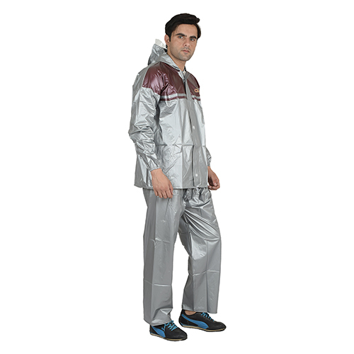 Mens Silver Crown Button Rain Suit