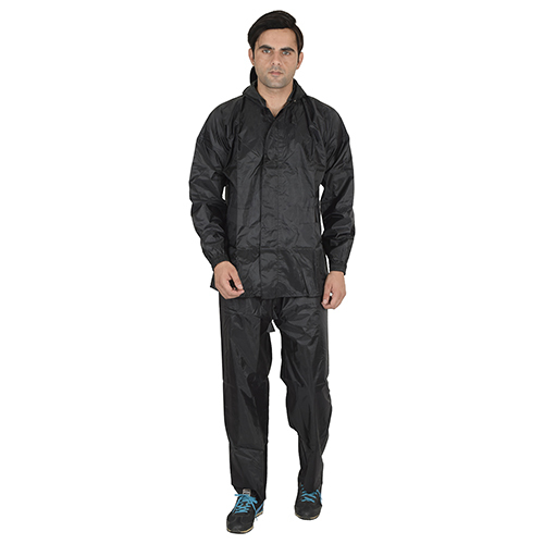 Mens Black Taping Rain Suit