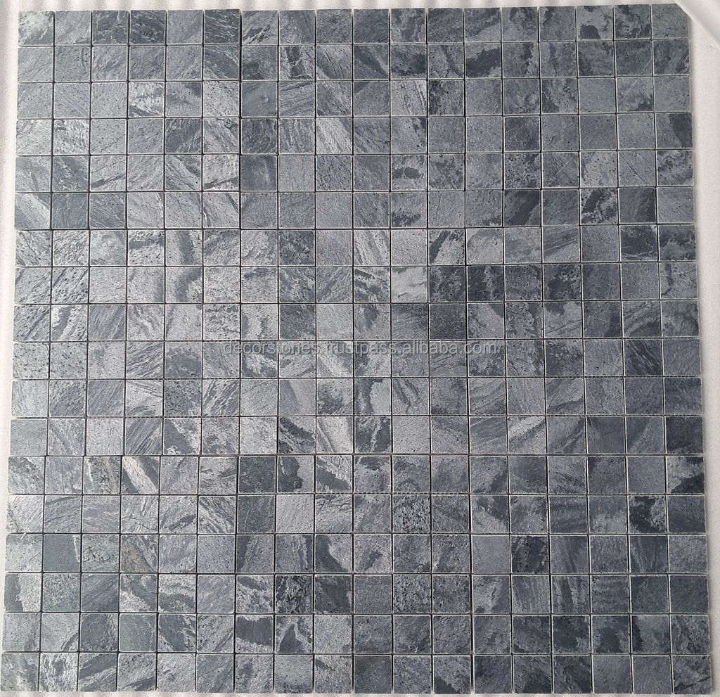 SILVER GREY SLATE POLISHED QUARTZITE MOSAIC TILES