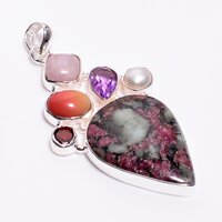 925 Sterling Silver Multi Stone Pendant Eudialyte Gemstone Women Fashion Pendant Supplier
