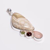 925 Sterling Silver Multi Stone Pendant Youngite Gemstone Girls Fashion Pendant Exporter