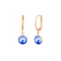 Lapis lazuli Gemstone 10mm Round Shape Bezel Set Gold Vermeil Hoop Earrings