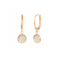 Pyrite Gemstone 10mm Round Shape Bezel Set Gold Vermeil Hoop Earrings