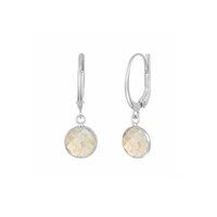 Pyrite Gemstone 10mm Round Shape Bezel Set Gold Vermeil Hoop Earrings