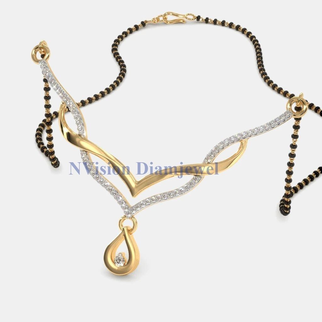 Natural Diamond Lt Weight Mangalsutra Pendant