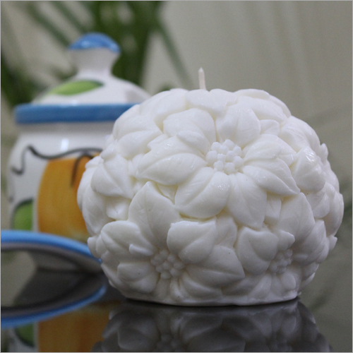 Flower Orb Scented Decorative Ball Candle White Color