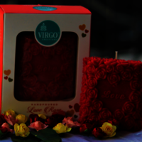 Love Rose Design Scented Decorative Love Candle Red Color