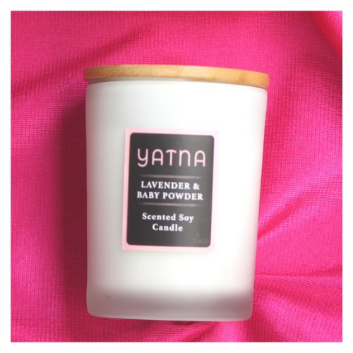Empty Jar YATNA:Frosted Glass Jar With Wooden Lid