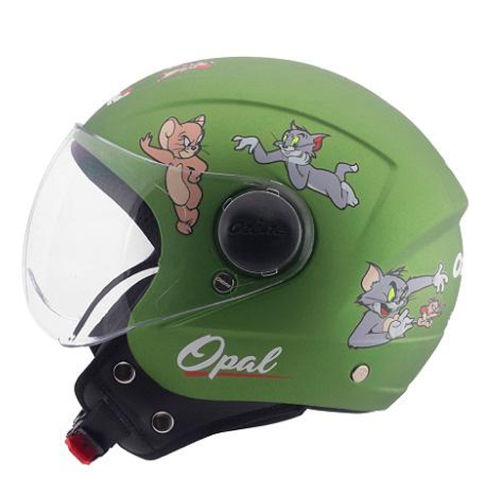 Opal Open Face Green Printed Helmet