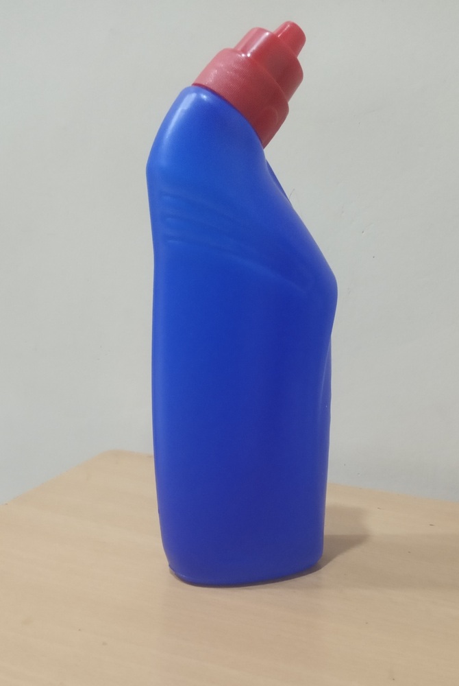 Toilet Cleaner Liquid Bottle - 250ml Capacity, Blue Plastic, Screw Cap Sealing, Oval Shape, Includes Nozzle Inner & Cap