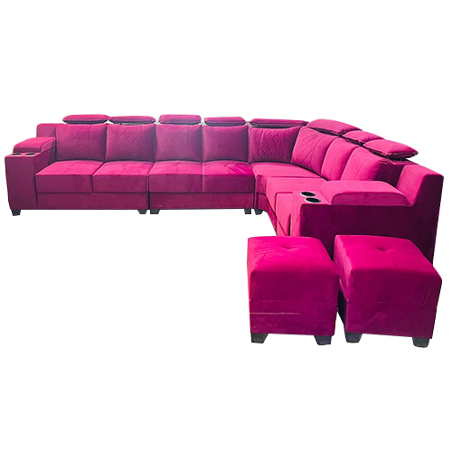 Maroon Corner Fiber Back Sofa Set