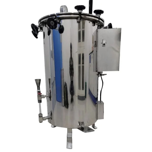 Industrial Vertical Autoclave - Stainless Steel, Semi Automatic Operation | Includes Valves for Enhanced Performance