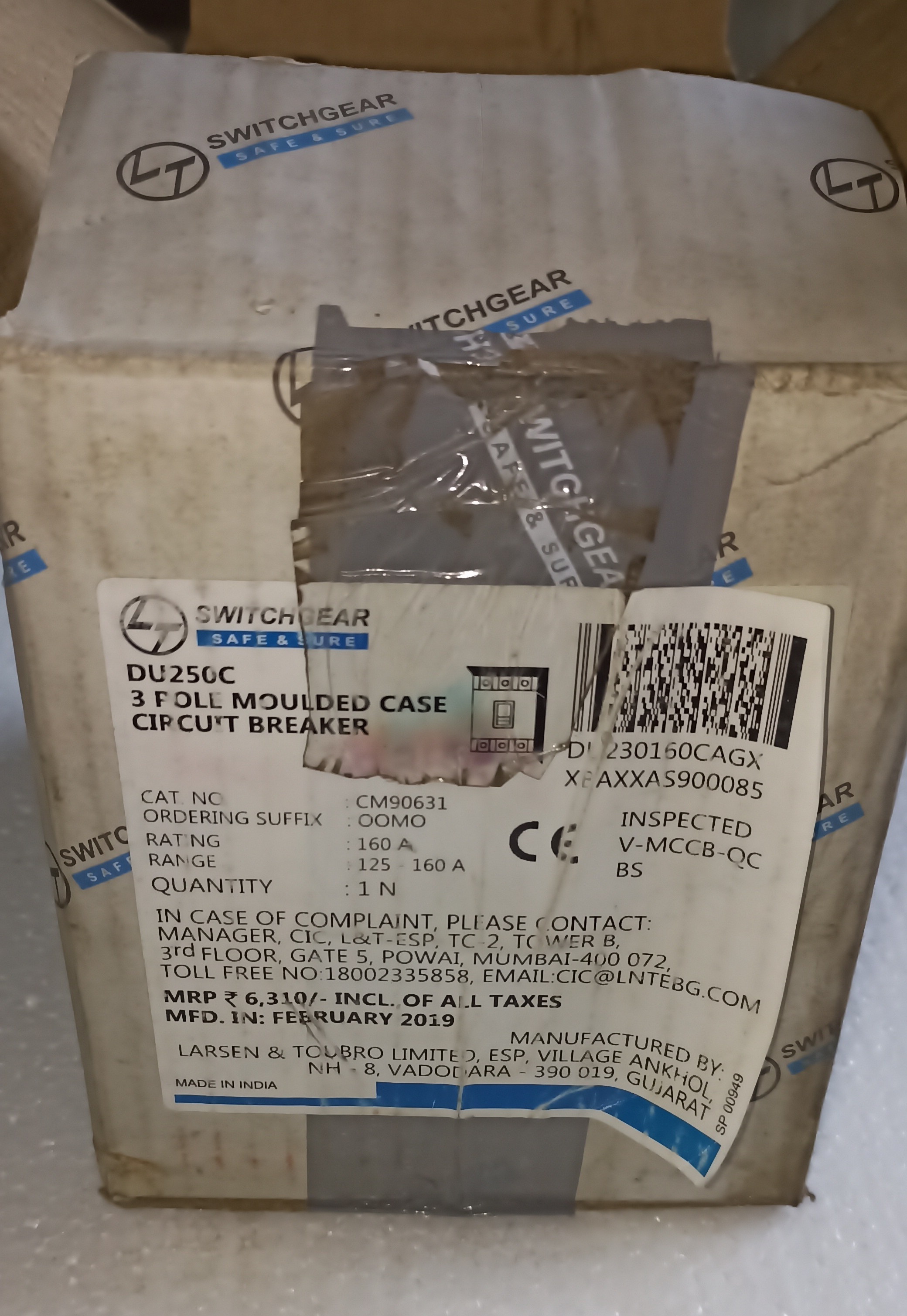 LT NEW (DU250C) 160A 3P MCCB