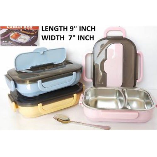 JC278-1 CLICK LOCK RECTANGLE 2 PARTITION LUNCH BOX 48 PC IN CTN