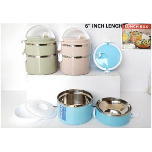 JC268-2-A 2 LAYER ROUND LUNCH BOX 48 PCS IN CTN