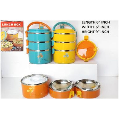 JC268-3-A 3 LAYER ROUND LUNCH BOX 36 PCS IN CTN