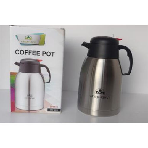 Black/Silver Ctg-2000 Kiwi 2 L Insulated Vacuum Coffee Pot Col Box 12 Pc