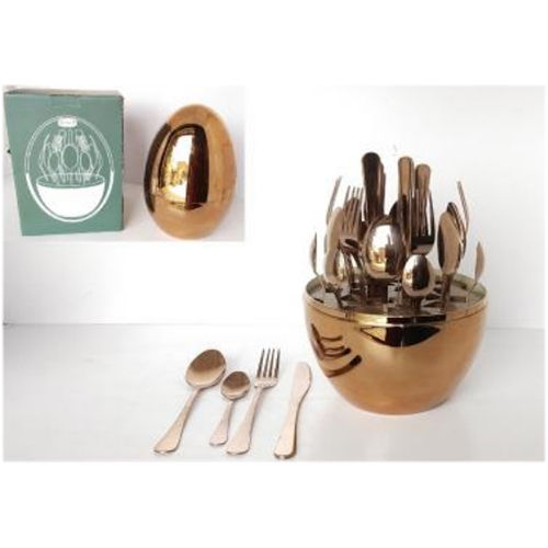 Tss-A8 Oval Shell Spoon Fork Set Gold 24 Pc In Pack 8 Set Ctn Application: Home