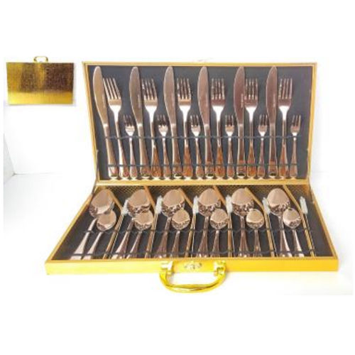 TSS-A11 SPOON FORK SET GOLD 36 PC IN SUITCASE 8 SET CTN